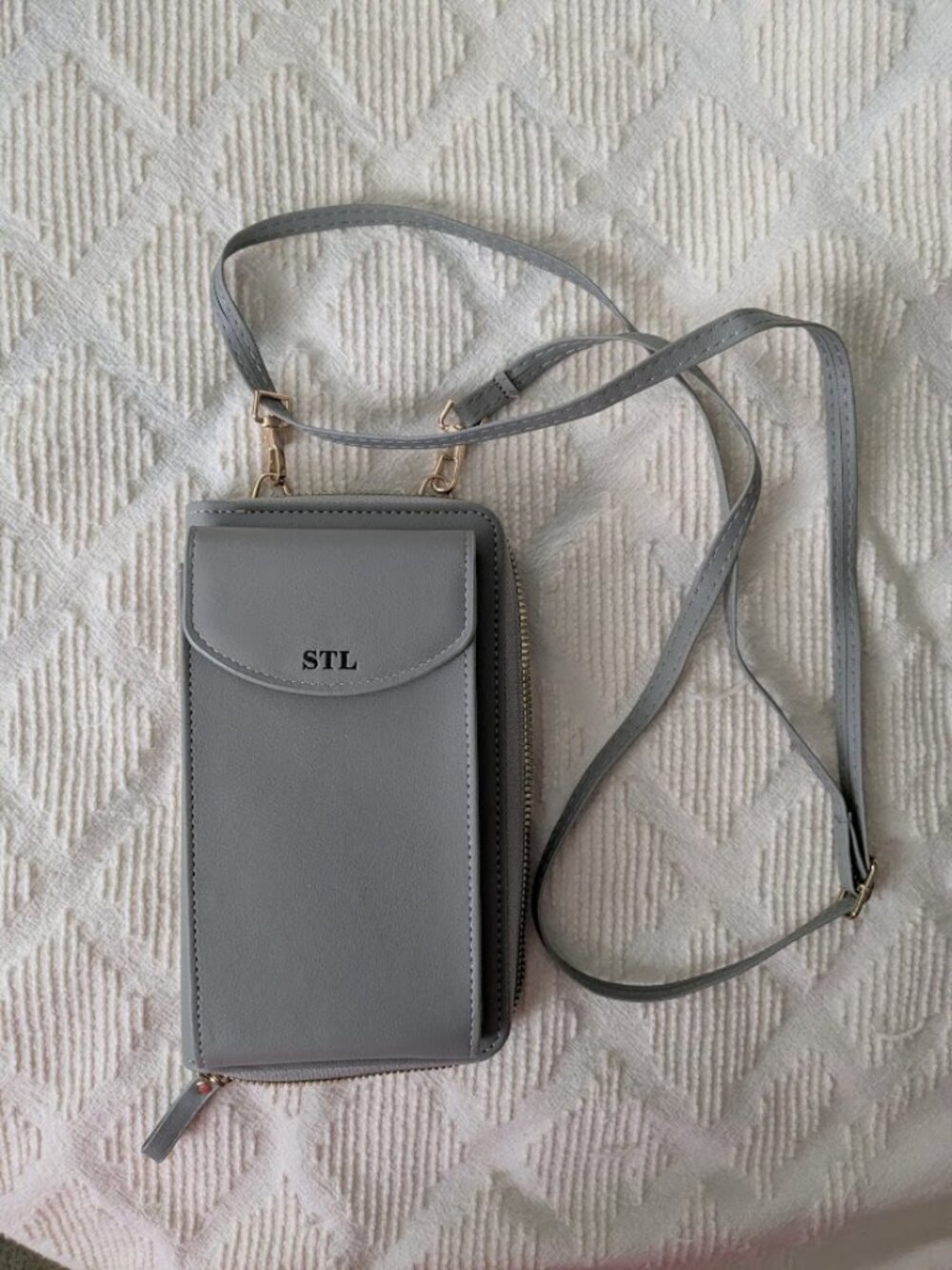 STL (Selena The Label ) Gray Crossbody Clutch Wallet Phone Holder Purse
